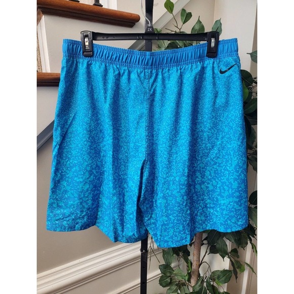 Nike Men's Blue 100% Polyester Pull On Swim Trunk Logo Print Shorts Size 2XL - Picture 5 of 12